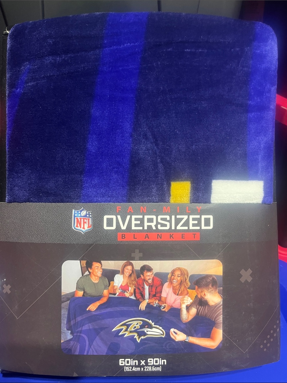 NFL Oversized Ravens Blue and Yellow Team Blanket
